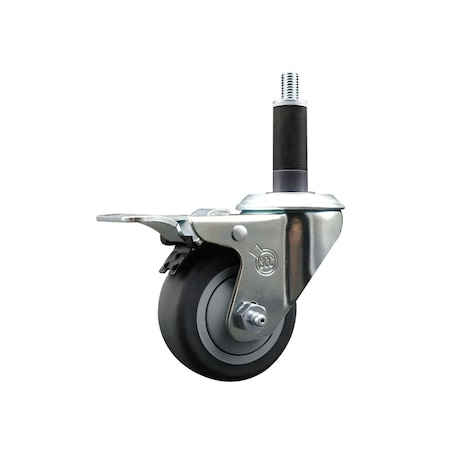 Service Caster 3'' Thermoplastic Rubber Swivel 1'' Expanding Stem Caster Total Lock Brake SCC-EXTTL20S314-TPRB-1